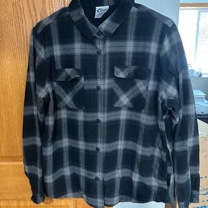 ZYIA Black and Gray Checkered Casual fleece lined flannel Shirt